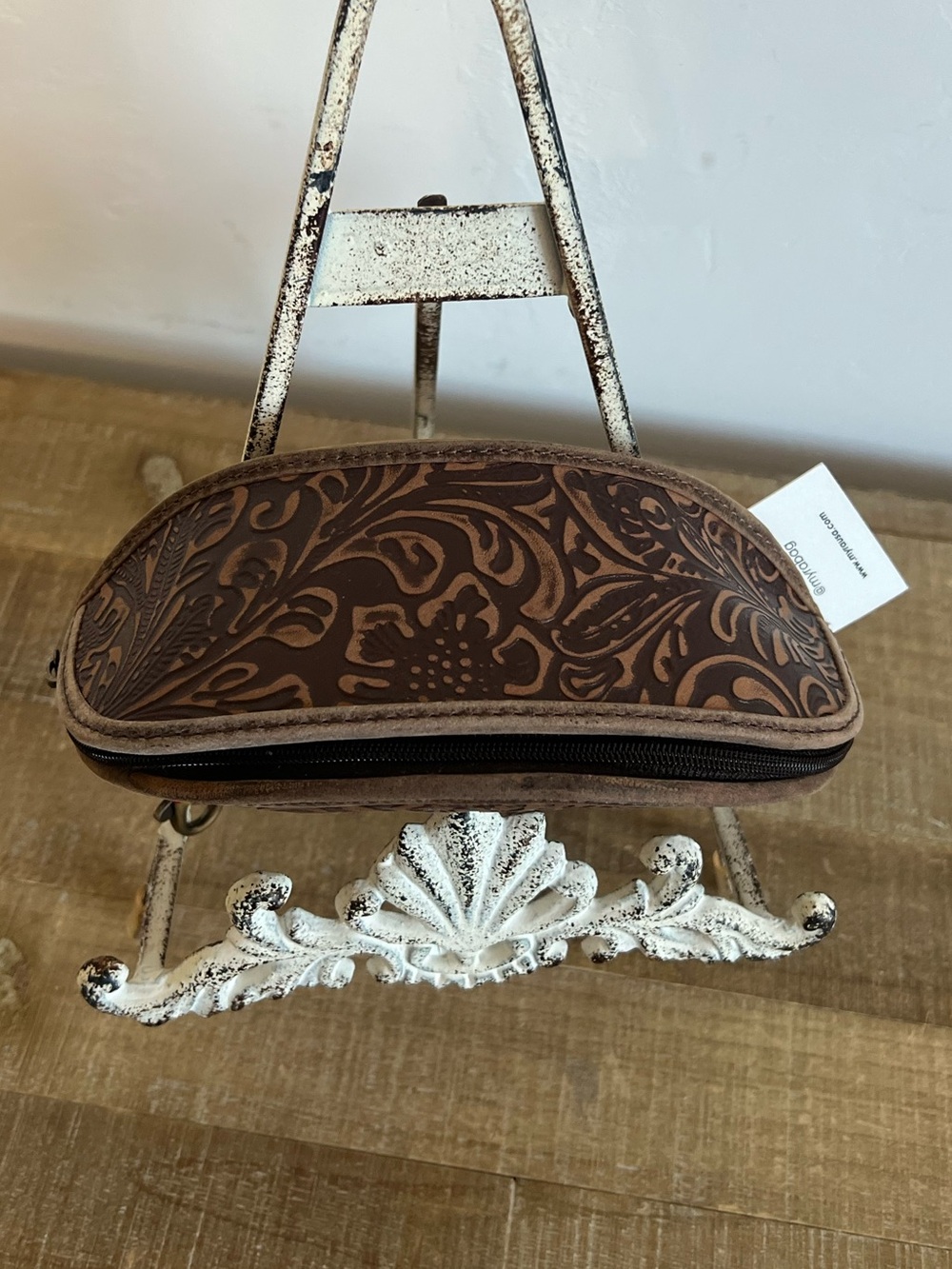 Myra Bag Embossed Leather Sunglasses Case Tooled Western Brown NWT Gift